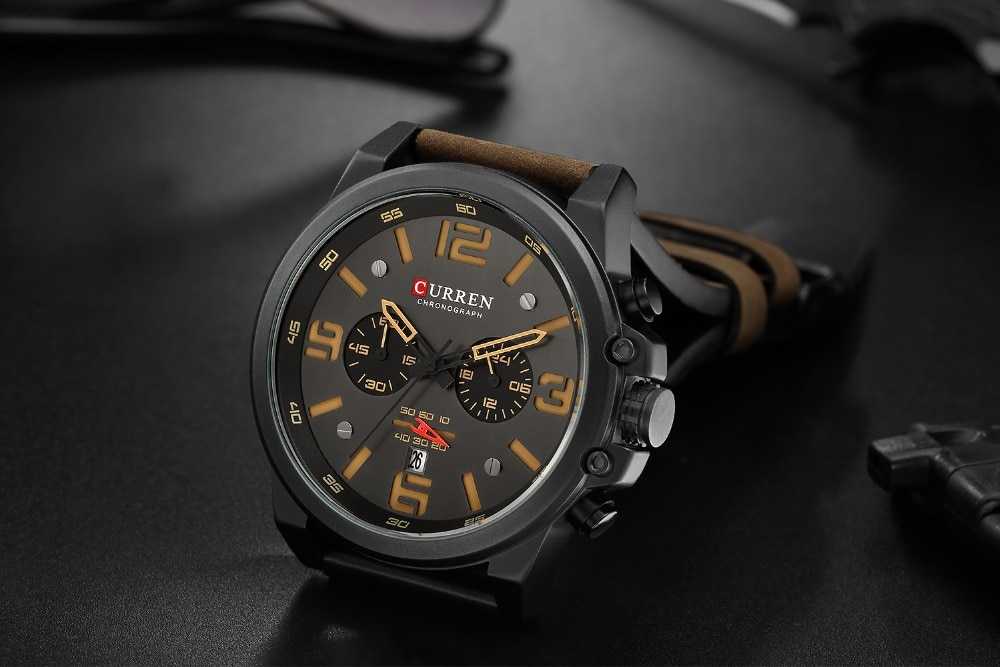 Luxury Brand CURREN Watch Fashion Quartz Men Watch Military Waterproof Leather Strap Sport Mens Watches Casual Male Clock часы