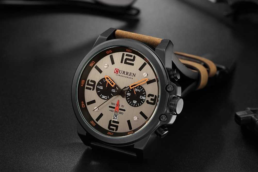 Luxury Brand CURREN Watch Fashion Quartz Men Watch Military Waterproof Leather Strap Sport Mens Watches Casual Male Clock часы