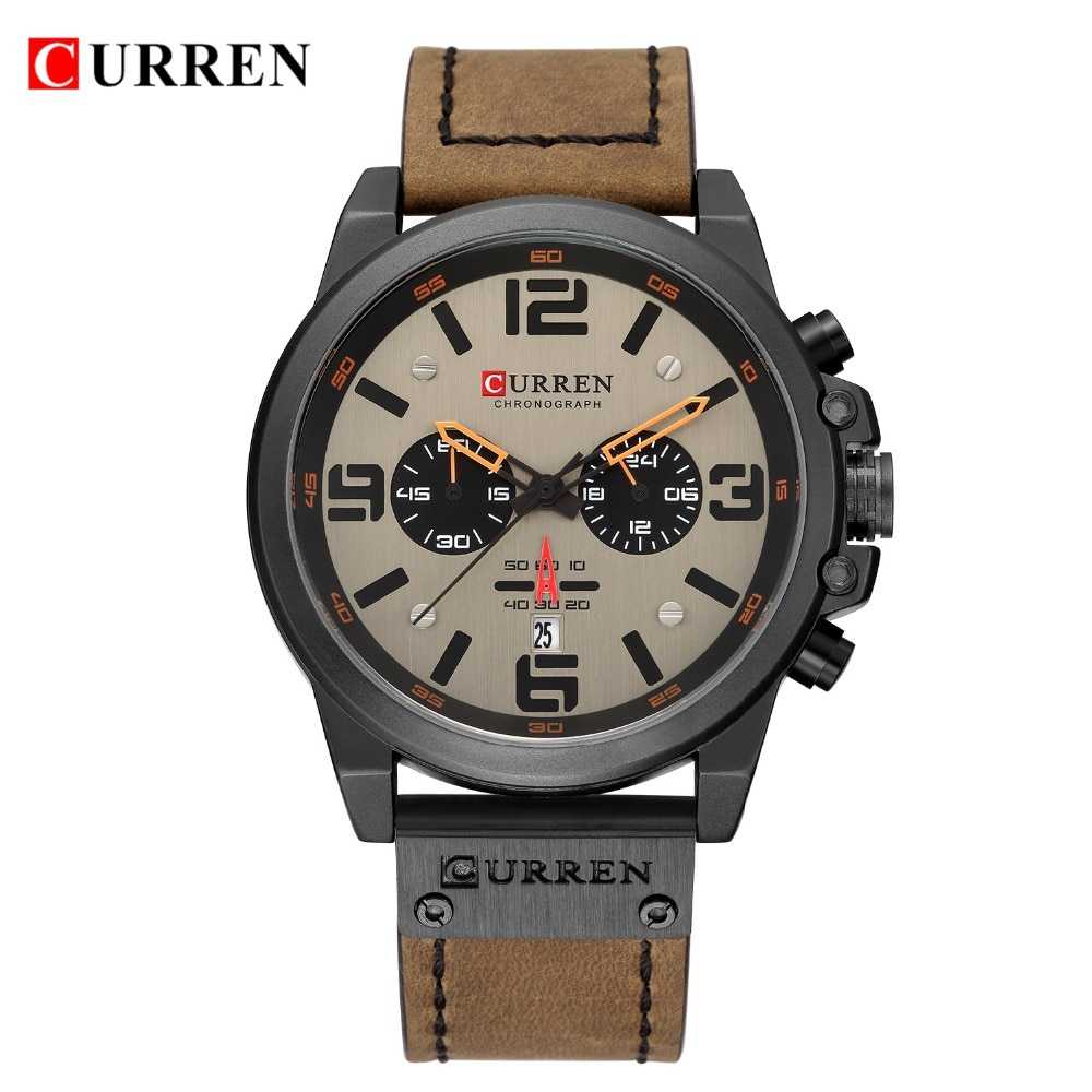 Luxury Brand CURREN Watch Fashion Quartz Men Watch Military Waterproof Leather Strap Sport Mens Watches Casual Male Clock часы