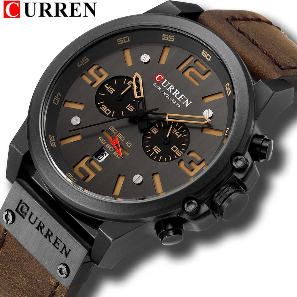 Luxury Brand CURREN Watch Fashion Quartz Men Watch Military Waterproof Leather Strap Sport Mens Watches Casual Male Clock часы