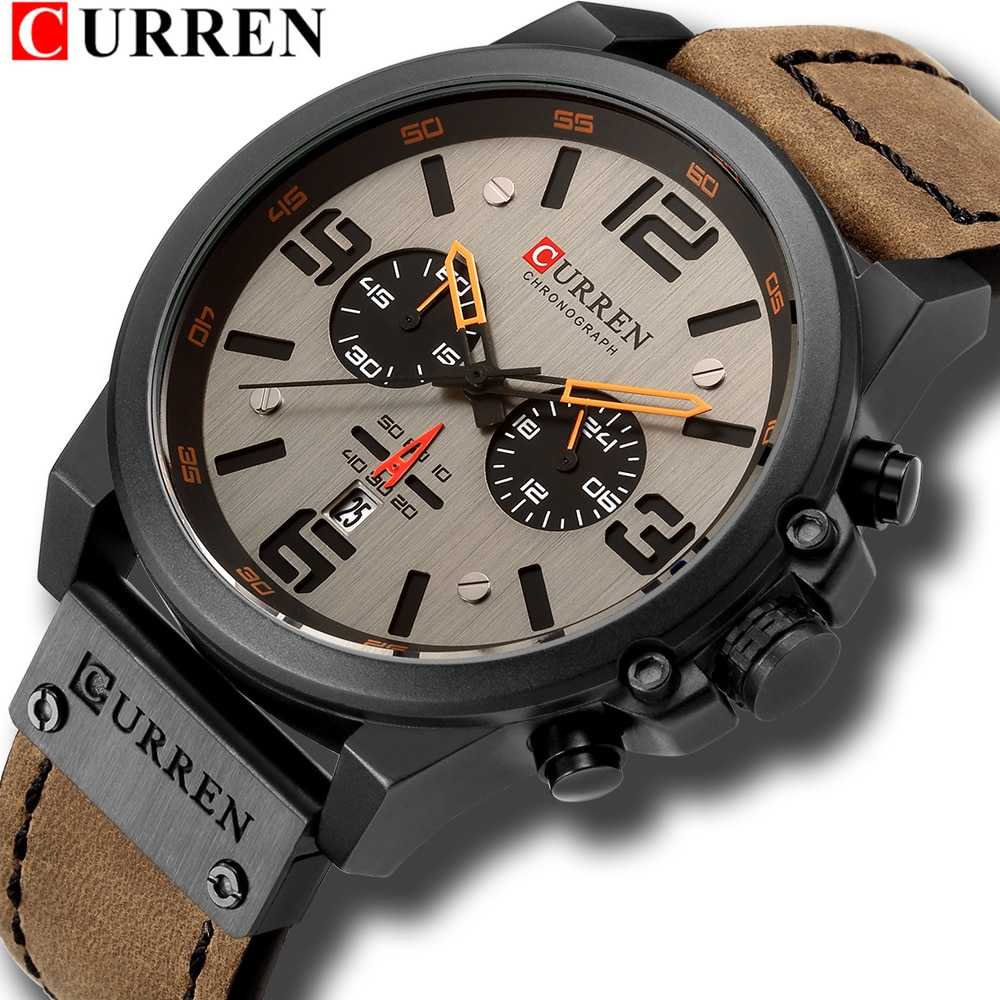 Luxury Brand CURREN Watch Fashion Quartz Men Watch Military Waterproof Leather Strap Sport Mens Watches Casual Male Clock часы