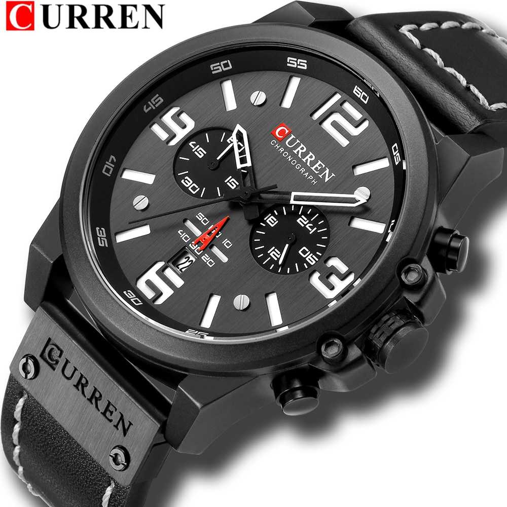 Luxury Brand CURREN Watch Fashion Quartz Men Watch Military Waterproof Leather Strap Sport Mens Watches Casual Male Clock часы