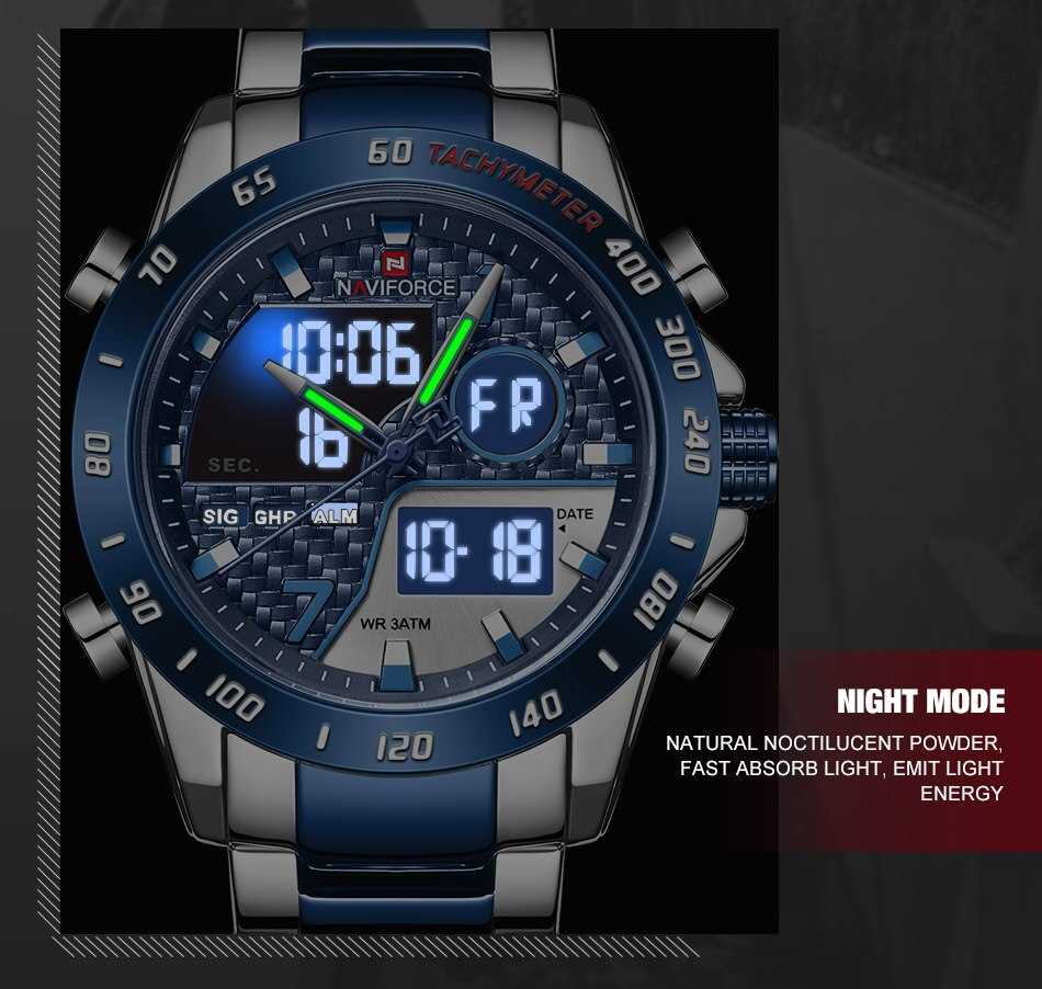 NAVIFORCE Luxury Brand Men's Wrist Watch Military Digital Sport Watches For Man Steel Strap Quartz Clock Male Relogio Masculino