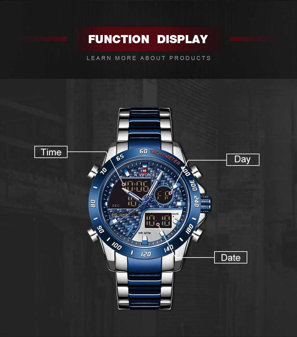 NAVIFORCE Luxury Brand Men's Wrist Watch Military Digital Sport Watches For Man Steel Strap Quartz Clock Male Relogio Masculino