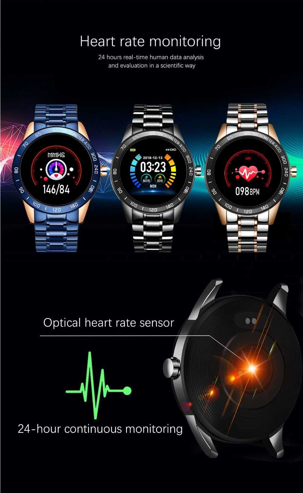 LIGE 2020 New Steel Smart Watch Men Smart Watch Sport For iPhone Heart Rate Blood Pressure Fitness tracker Creative Smartwatch