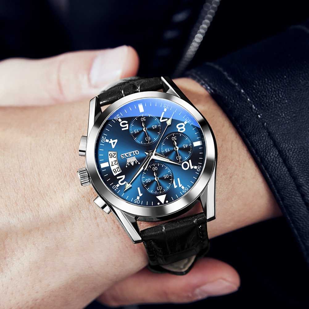 OLEVS Luxury Men's Watches Waterproof Luminous Quartz Wrist watch Leather Date Sports Top Brand Male Watch for Men Relogio