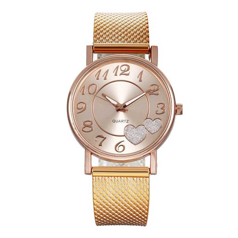 Rose Gold Love Watch Female Simple Temperament Student Waterproof Female High-level Female Watch Luxury Watch Women