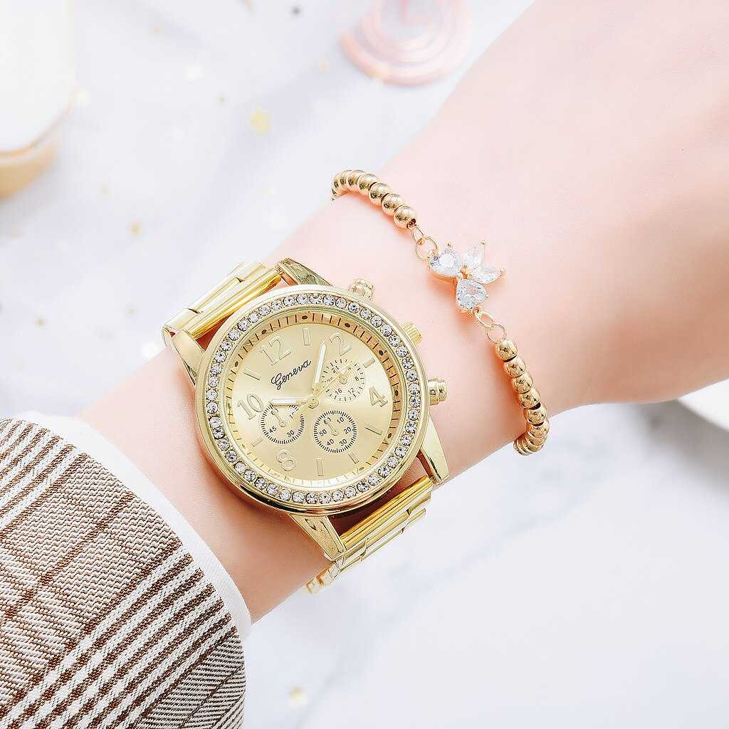 2022 Women Watches Fashion Rose Gold Watch Bracelet Set Ladies Wristwatches Stainless Steel Silver Strap Female Quartz Watch