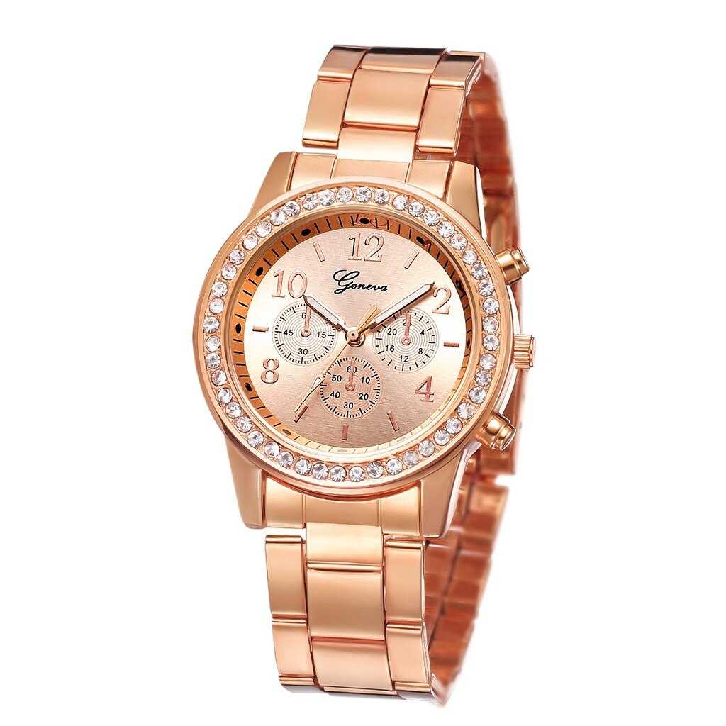 2022 Women Watches Fashion Rose Gold Watch Bracelet Set Ladies Wristwatches Stainless Steel Silver Strap Female Quartz Watch