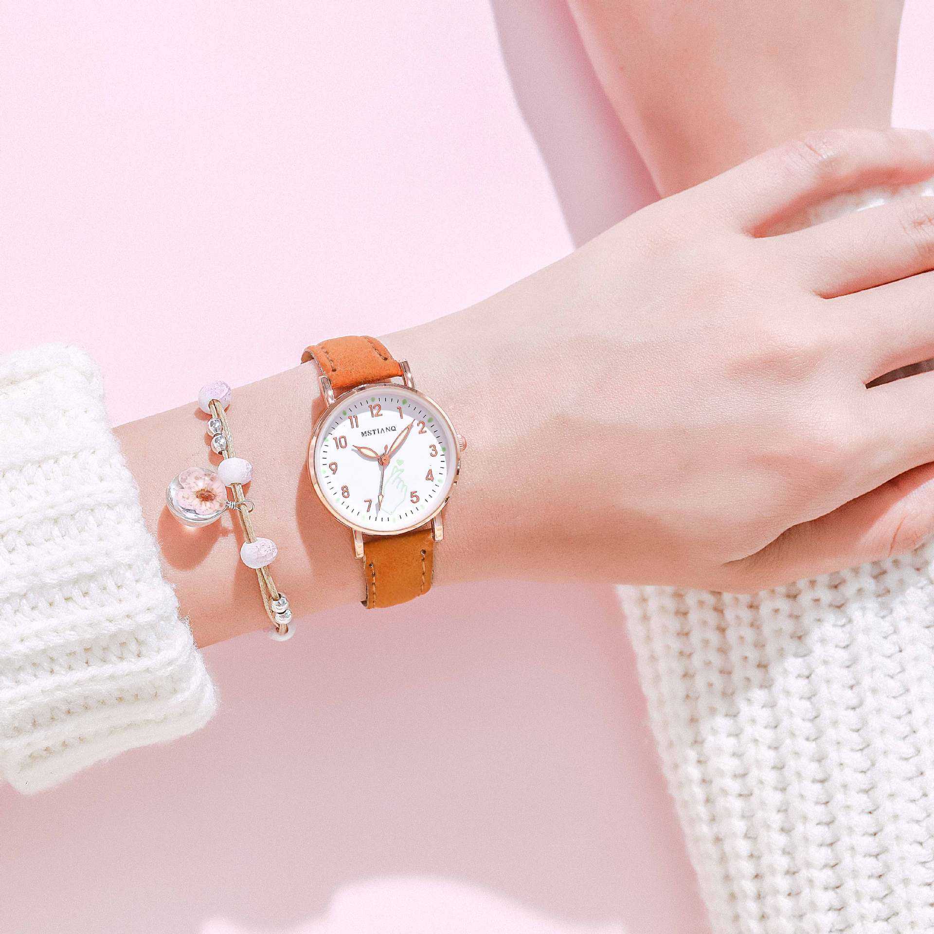 Luminous Women Watches Set Casual Cute Small Dial Ladies Watch Fashion Girls Pink Wristwatch Bracelet Gift 2022 montre femme