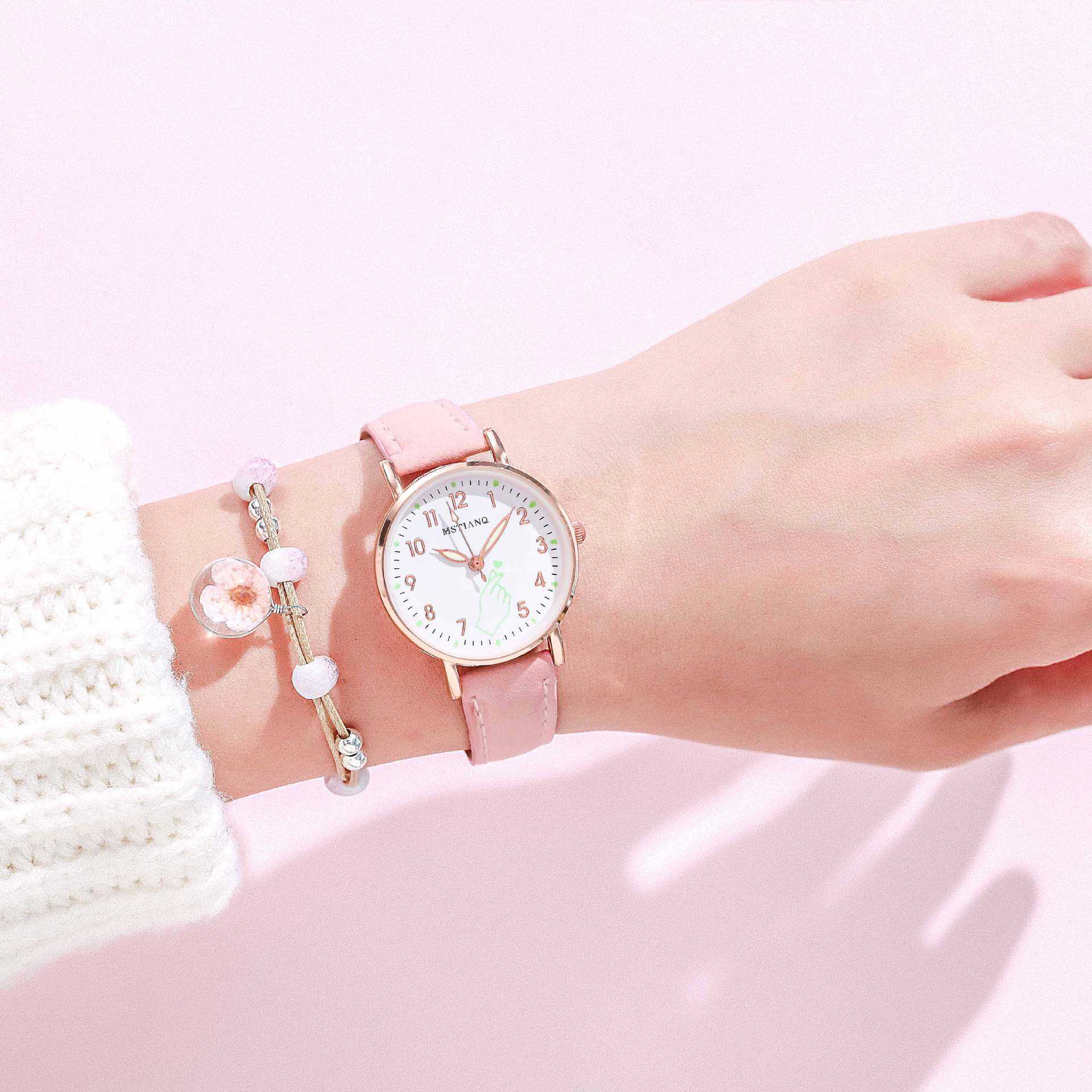 Luminous Women Watches Set Casual Cute Small Dial Ladies Watch Fashion Girls Pink Wristwatch Bracelet Gift 2022 montre femme