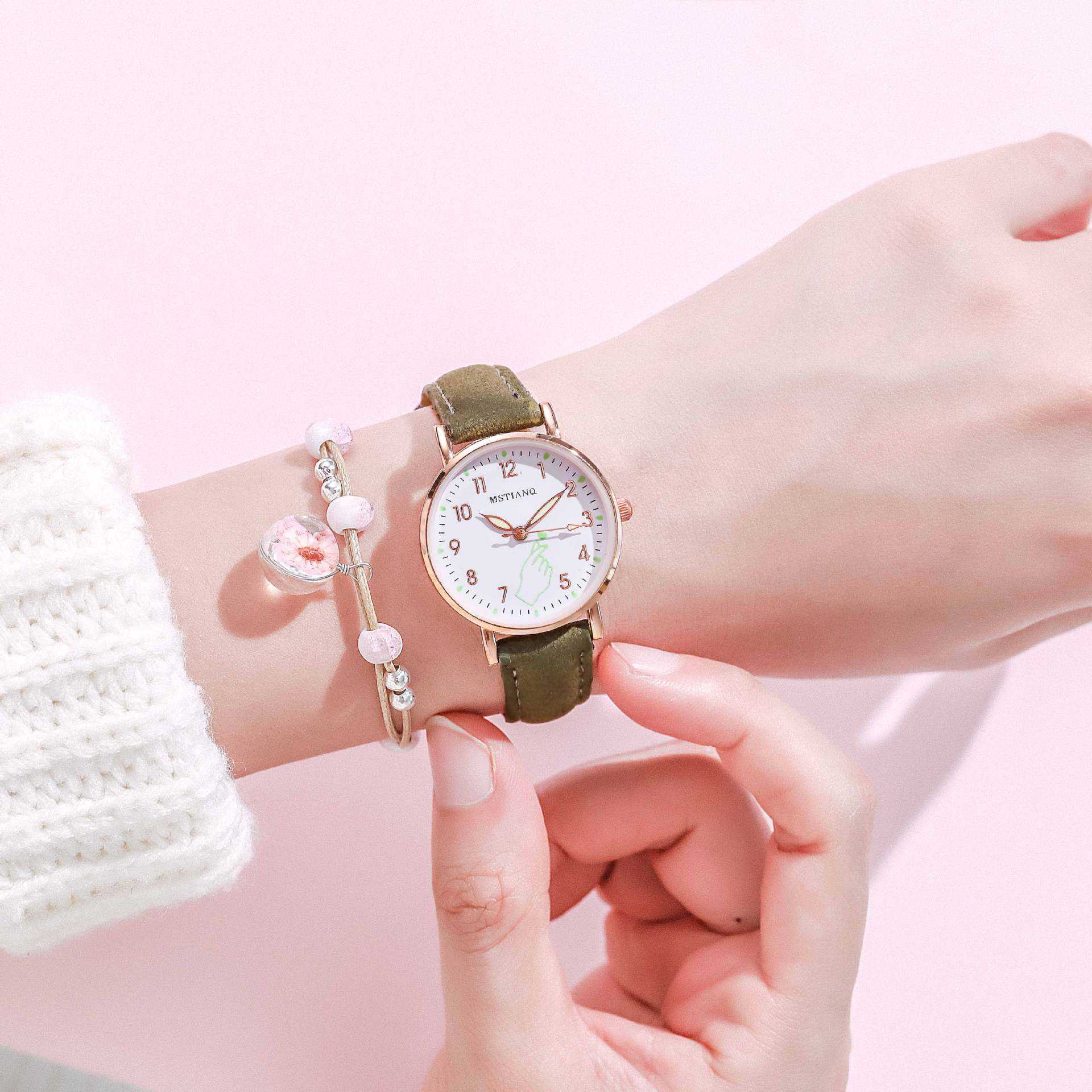 Luminous Women Watches Set Casual Cute Small Dial Ladies Watch Fashion Girls Pink Wristwatch Bracelet Gift 2022 montre femme