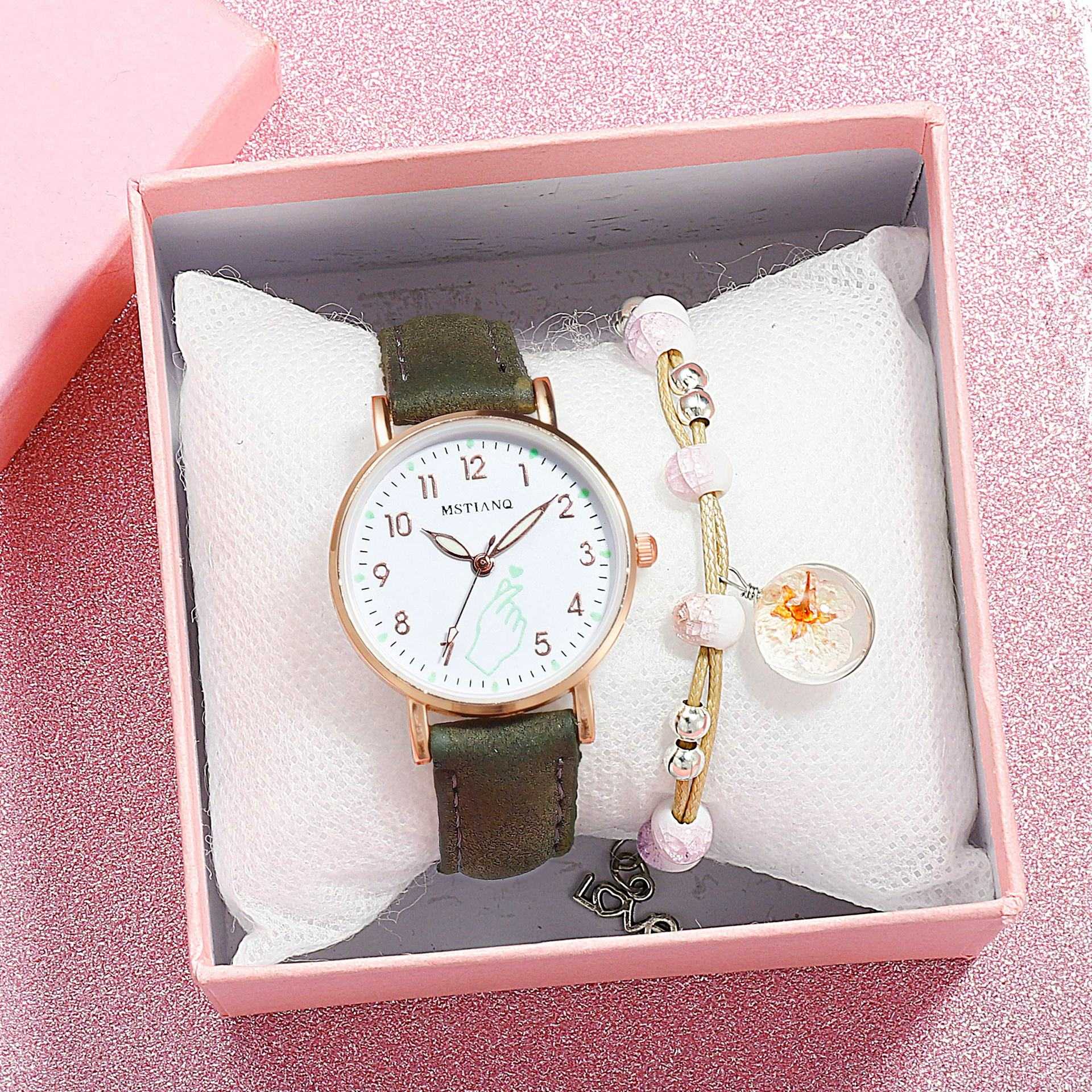 Luminous Women Watches Set Casual Cute Small Dial Ladies Watch Fashion Girls Pink Wristwatch Bracelet Gift 2022 montre femme