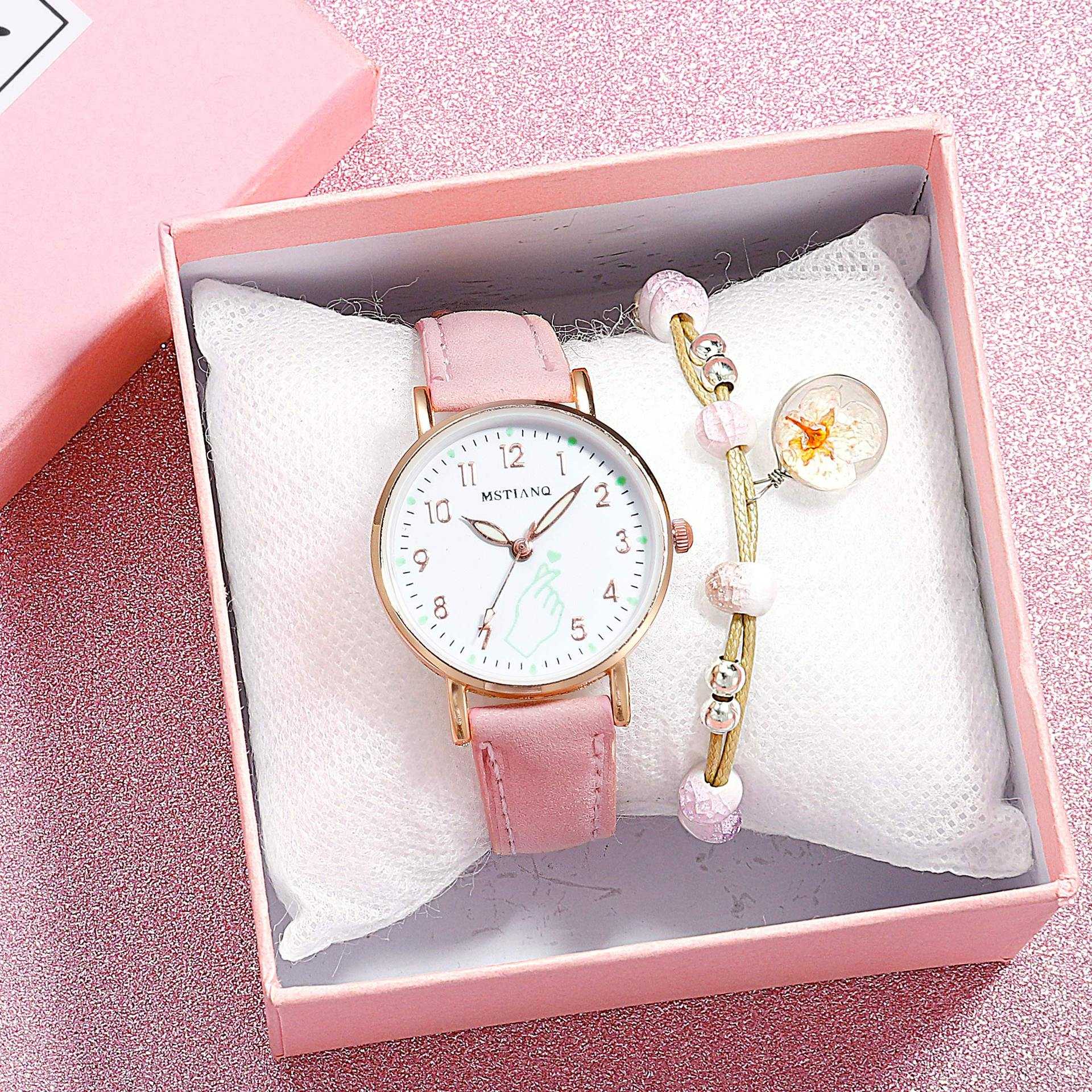 Luminous Women Watches Set Casual Cute Small Dial Ladies Watch Fashion Girls Pink Wristwatch Bracelet Gift 2022 montre femme