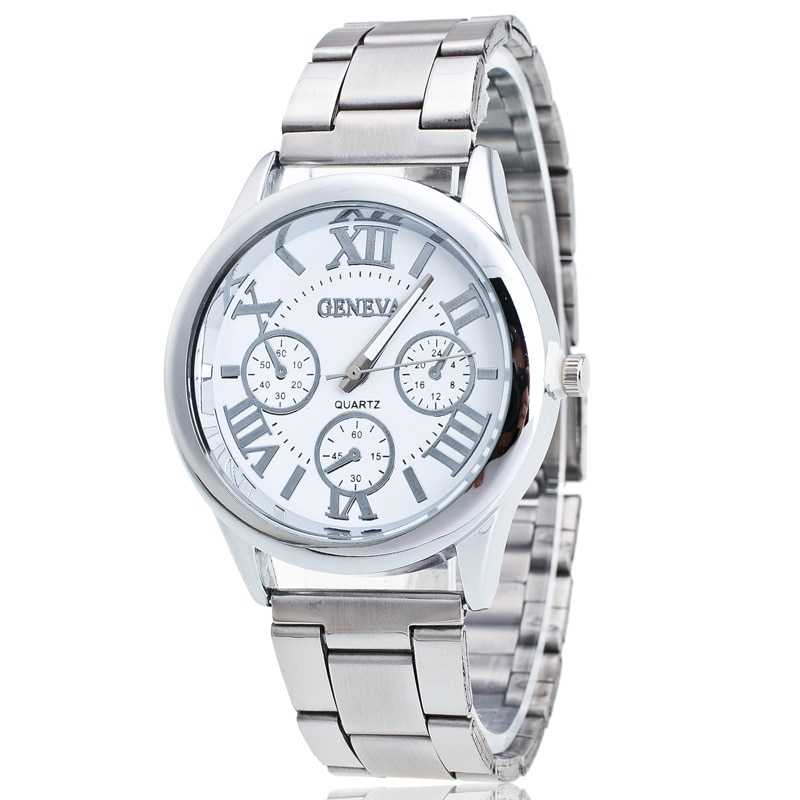 New Brand 3 Eyes Silver Geneva Casual Quartz Watch Women Stainless Steel Dress Watches Relogio Feminino Ladies Clock Hot Sale