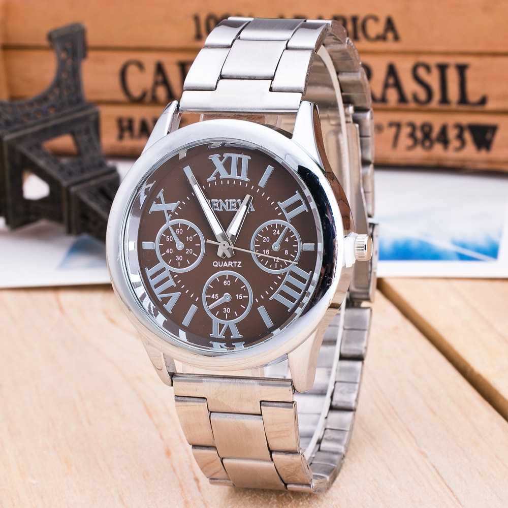 New Brand 3 Eyes Silver Geneva Casual Quartz Watch Women Stainless Steel Dress Watches Relogio Feminino Ladies Clock Hot Sale