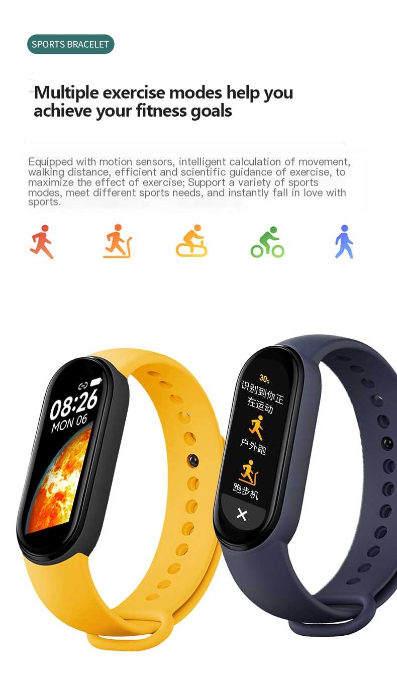 Sports smart watch blood oxygen heart rate monitoring full full screen long battery life