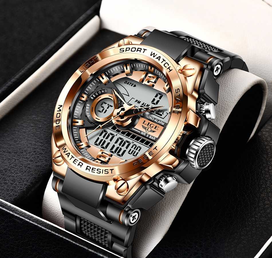 LIGE Digital Men Military Watch 50m Waterproof Wristwatch LED Quartz Clock Sport Watch Male Big Watches Men Relogios Masculino