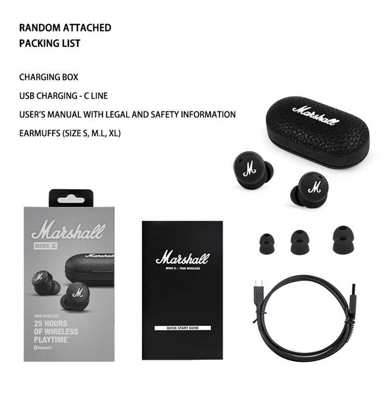 Marshall MODE II True Wireless Bluetooth 5.1 In-Ear Noise Cancelling Hi-Fi Subwoofer Music Sports Gaming Headphones With Mic