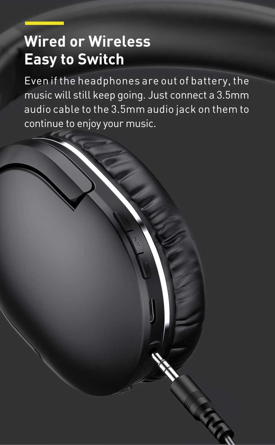 Baseus D02 Pro Wireless Headphones Sport Bluetooth 5.0 Earphone Handsfree Headset Ear Buds Head Phone Earbuds For iPhone Xiaomi