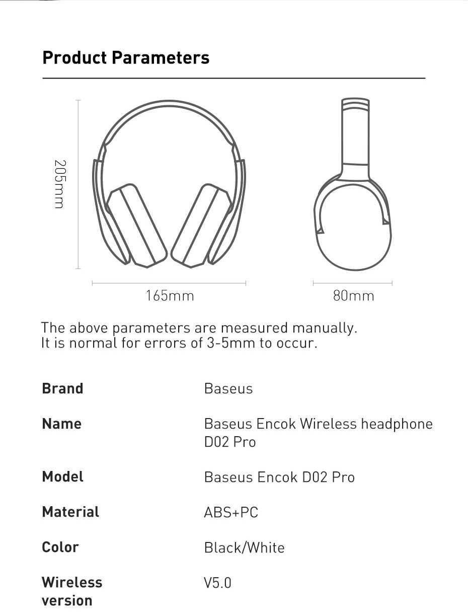 Baseus D02 Pro Wireless Headphones Sport Bluetooth 5.0 Earphone Handsfree Headset Ear Buds Head Phone Earbuds For iPhone Xiaomi