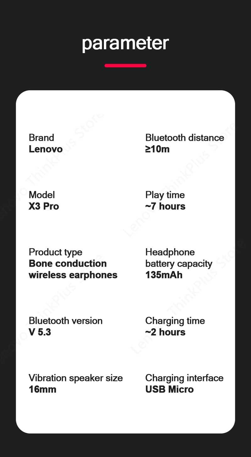 Lenovo Bone Conduction Earphones X3 X4 X5 X3 Pro Bluetooth Hifi Ear-hook Wireless Headset with Mic Waterproof Earbud