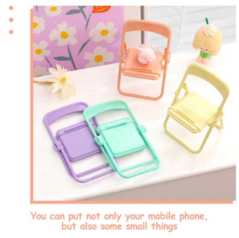 1PCS Mobile Tablet Holder Mini Folding Chair Stand Table Cell Phone Holder For IPhone Xiaomi Huawei Phone Portable Bracket 2022