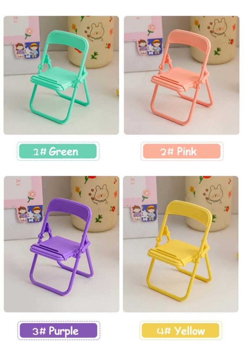 1PCS Mobile Tablet Holder Mini Folding Chair Stand Table Cell Phone Holder For IPhone Xiaomi Huawei Phone Portable Bracket 2022