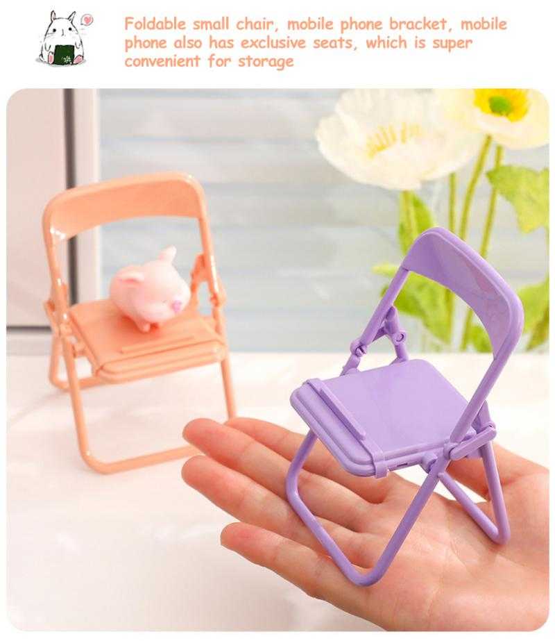 1PCS Mobile Tablet Holder Mini Folding Chair Stand Table Cell Phone Holder For IPhone Xiaomi Huawei Phone Portable Bracket 2022