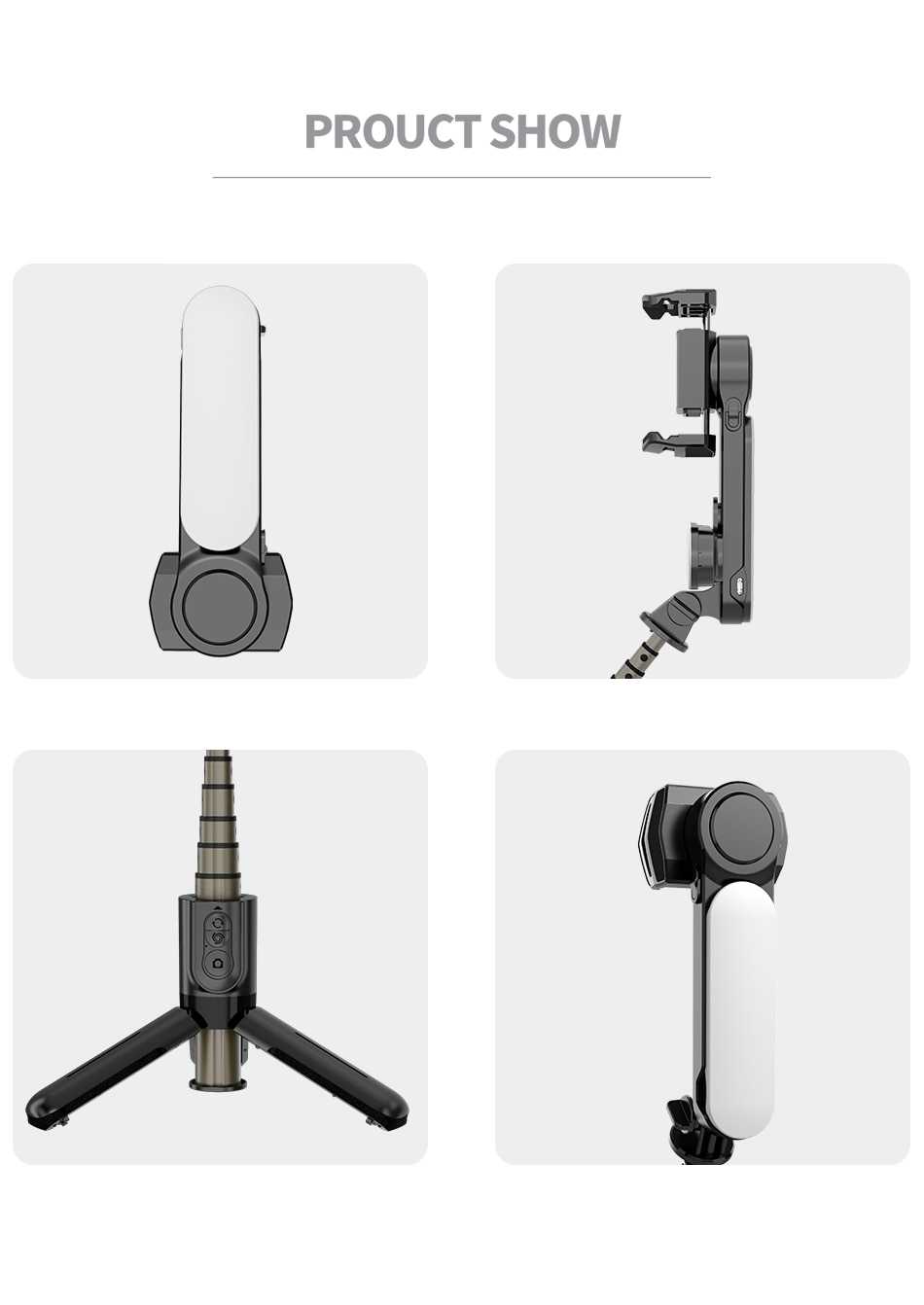 Gimbal Stabilizer Selfie Stick Tripod with Fill Light Wireless Bluetooth for HUAWEI Xiaomi IPhone 13 Cell Phone Smartphone