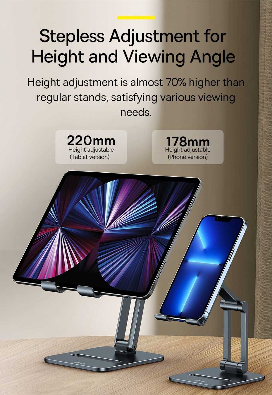 Baseus Phone Holder Desk Mobile Phone Stand Foldable Metal Tablet Holder Support For iPhone 13 12 iPad Pro Air Universal Holder