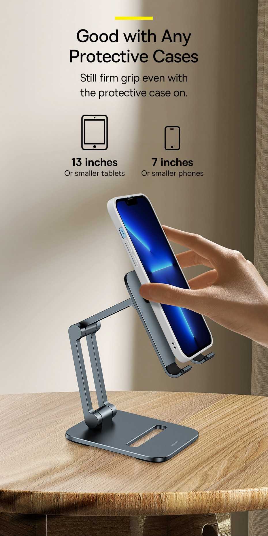 Baseus Phone Holder Desk Mobile Phone Stand Foldable Metal Tablet Holder Support For iPhone 13 12 iPad Pro Air Universal Holder