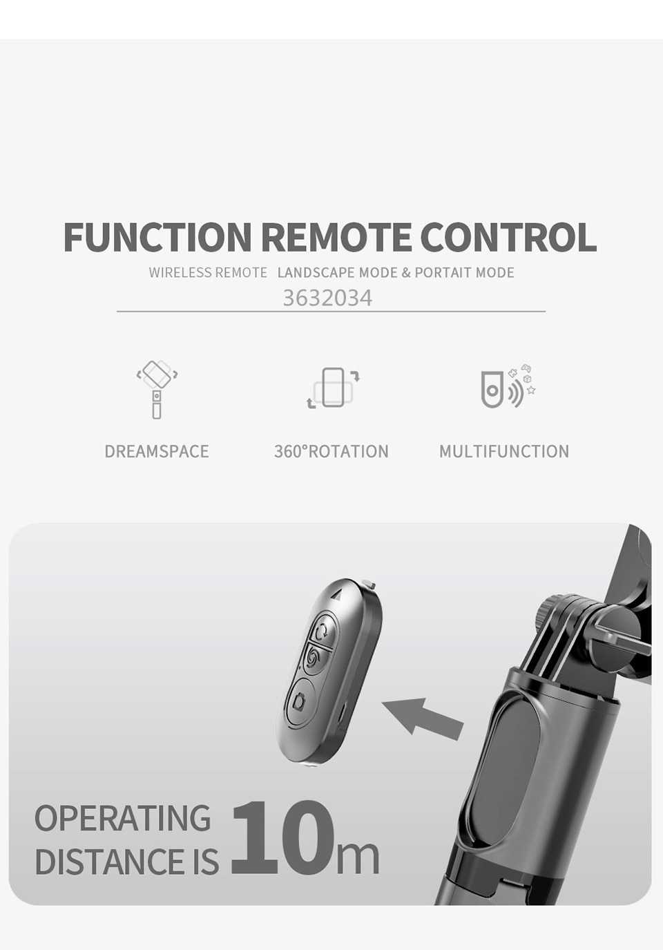 FANGTUOSI Q09 Wireless Bluetooth Selfie Stick Tripod Handheld Gimbal Stabilizer Monopod With fill light shutter for IOS Android