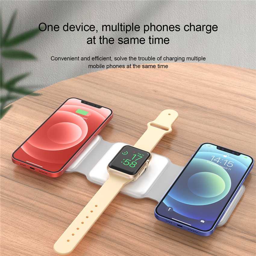 30W 3 in 1 Magnetic Wireless Charger Stand Pad Foldable for iPhone 13 12 11 Pro Max Airpods Pro iWatch 7 6 Fast Charging Station