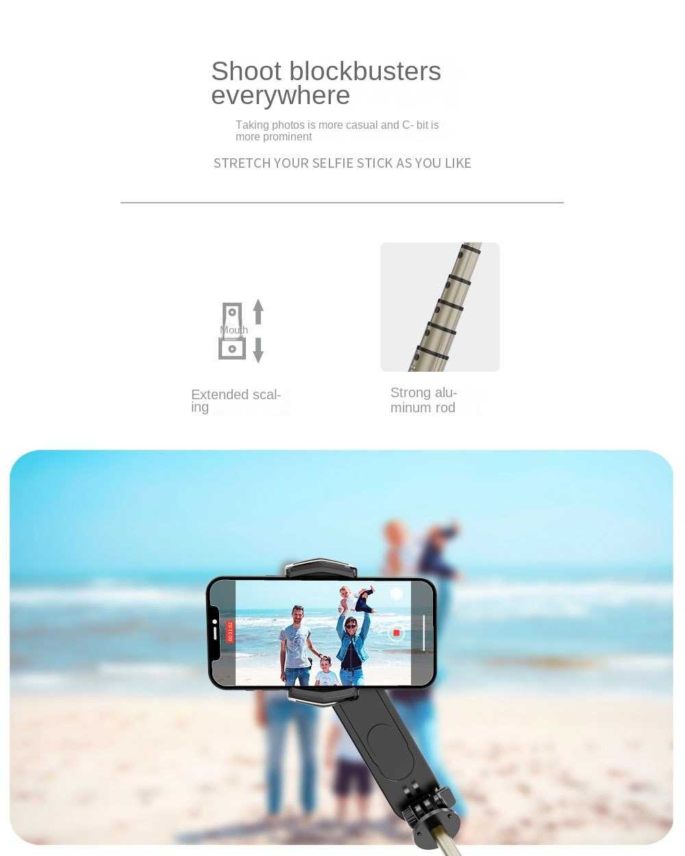 Xiaomi Mini Gimbal Stabilizer Bluetooth Tripod Stand with Remote Control Gimbal Selfie Stick Selfie Stick 360° Rotation Holder