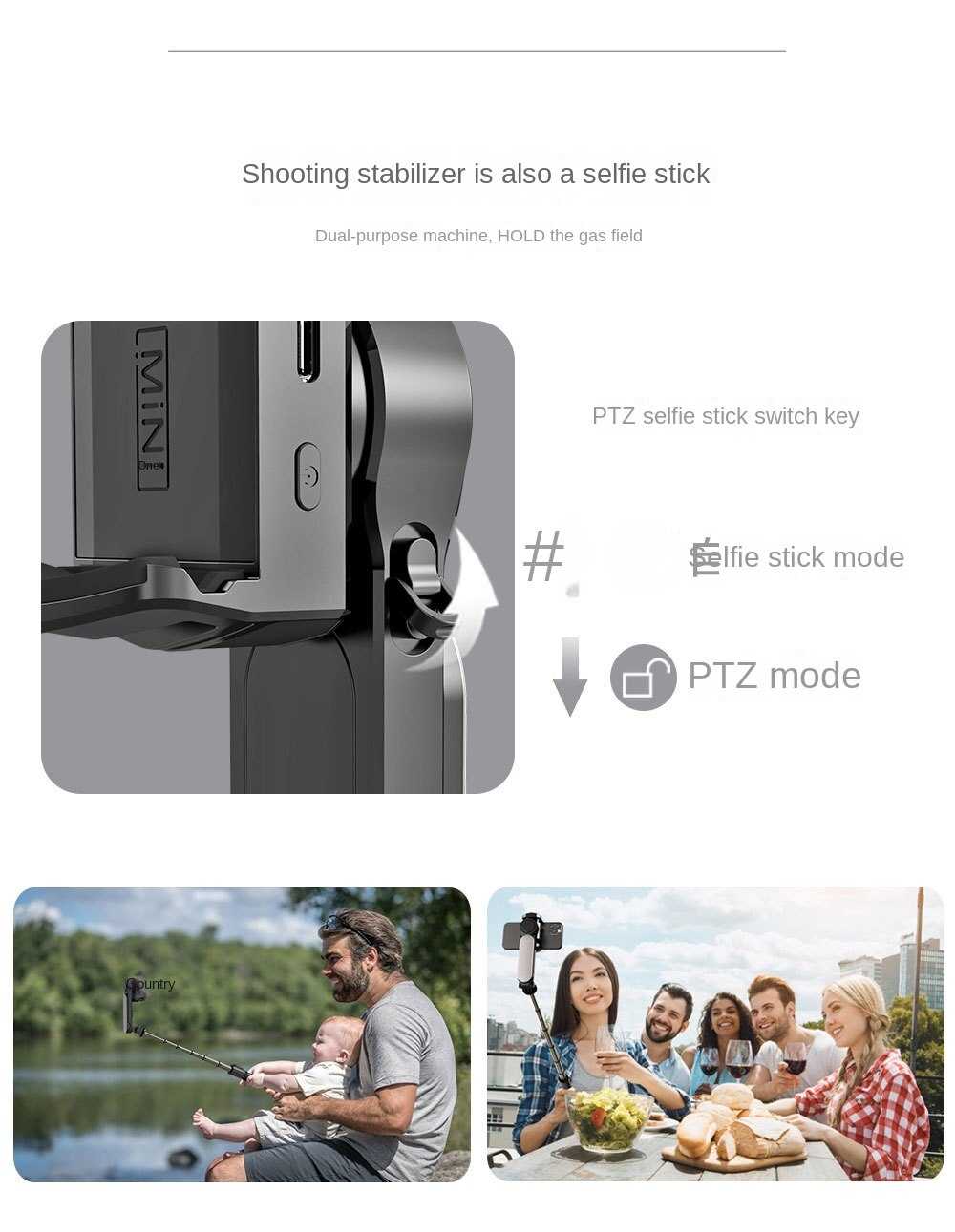 Xiaomi Mini Gimbal Stabilizer Bluetooth Tripod Stand with Remote Control Gimbal Selfie Stick Selfie Stick 360° Rotation Holder