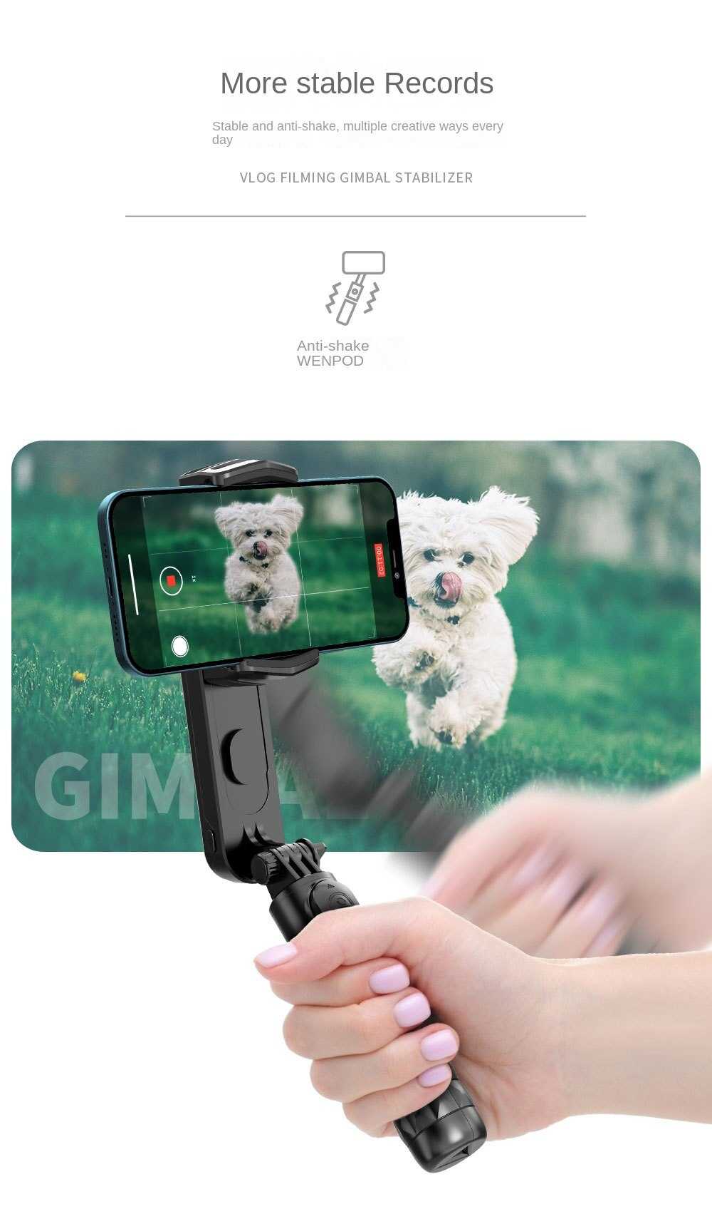 Xiaomi Mini Gimbal Stabilizer Bluetooth Tripod Stand with Remote Control Gimbal Selfie Stick Selfie Stick 360° Rotation Holder