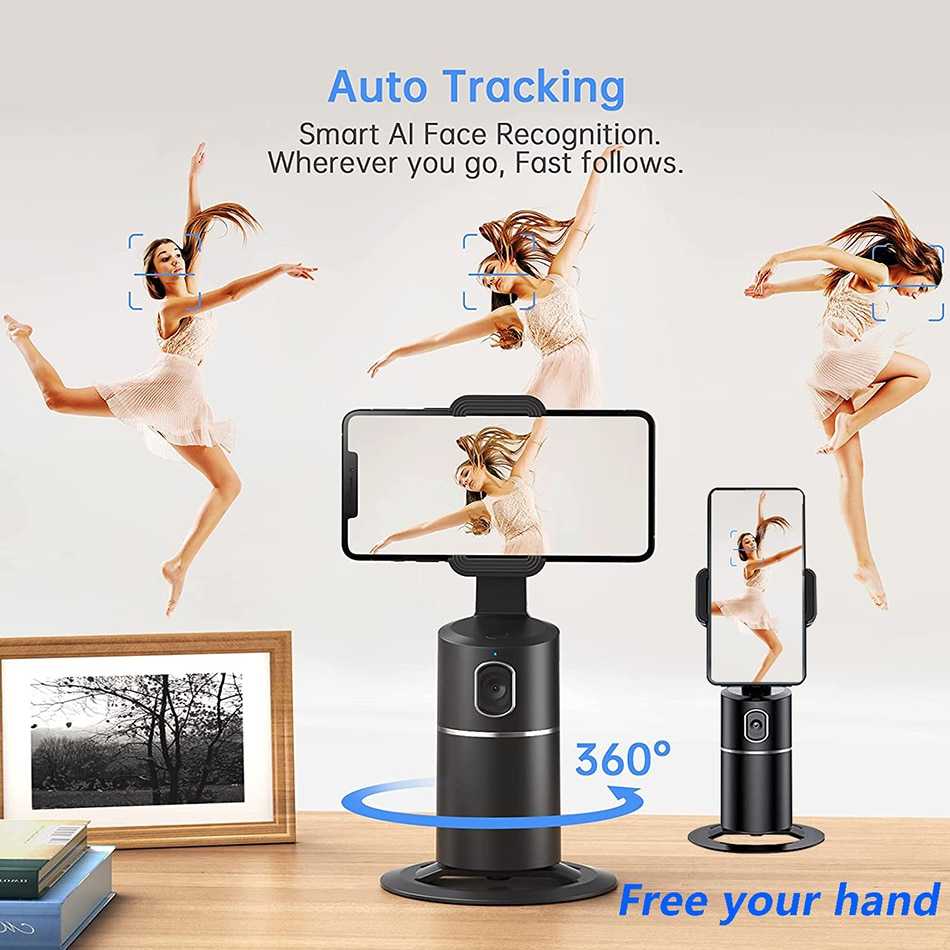 Auto Face Tracking Phone selfie stick Smart 360°rotation holder AI Follow-Up video Vlog Live Gimbal Stabilizer Tripod for mobile