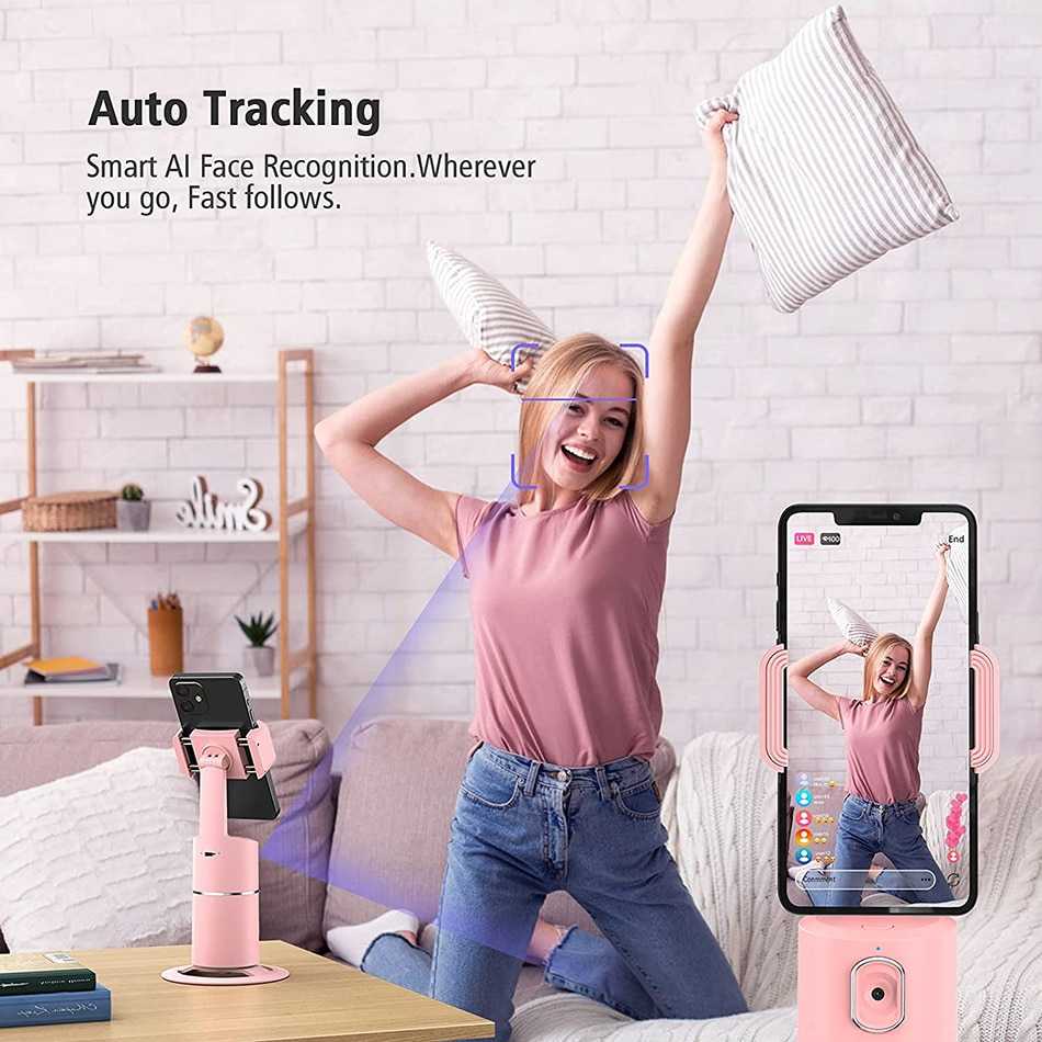 Auto Face Tracking Phone selfie stick Smart 360°rotation holder AI Follow-Up video Vlog Live Gimbal Stabilizer Tripod for mobile