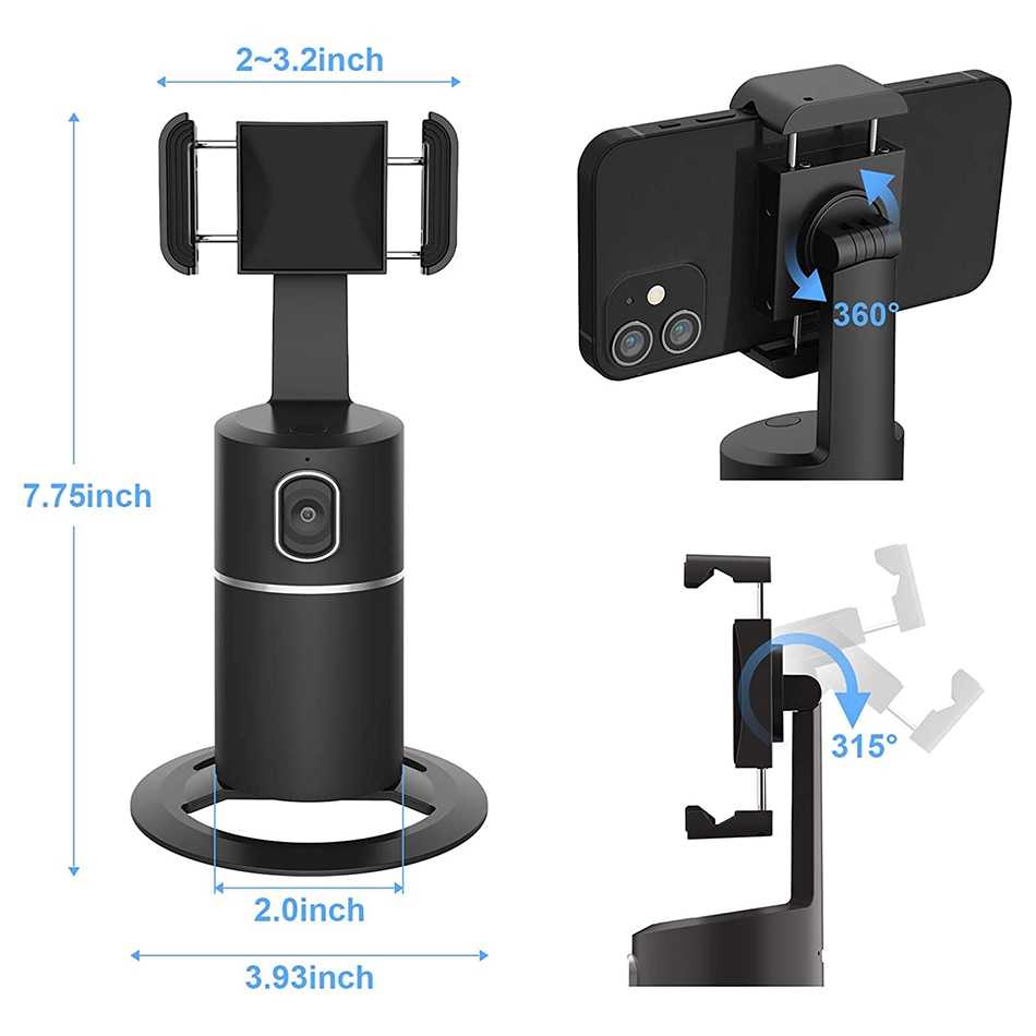 Auto Face Tracking Phone selfie stick Smart 360°rotation holder AI Follow-Up video Vlog Live Gimbal Stabilizer Tripod for mobile