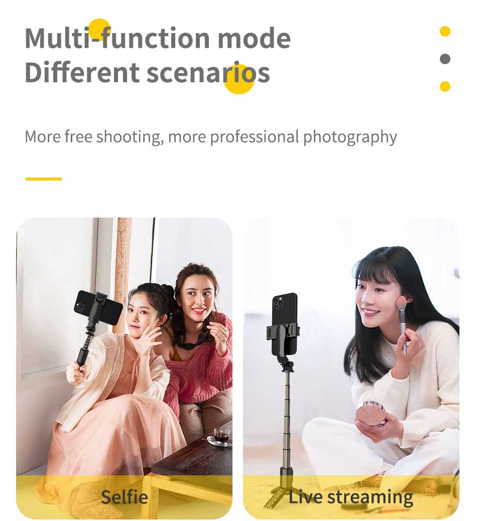 Double Fill Light Selfie Stick Tripod with Wireless Remote, Mini Extendable 4 in 1 Monopod - 360° Rotation Phone Stand Holder