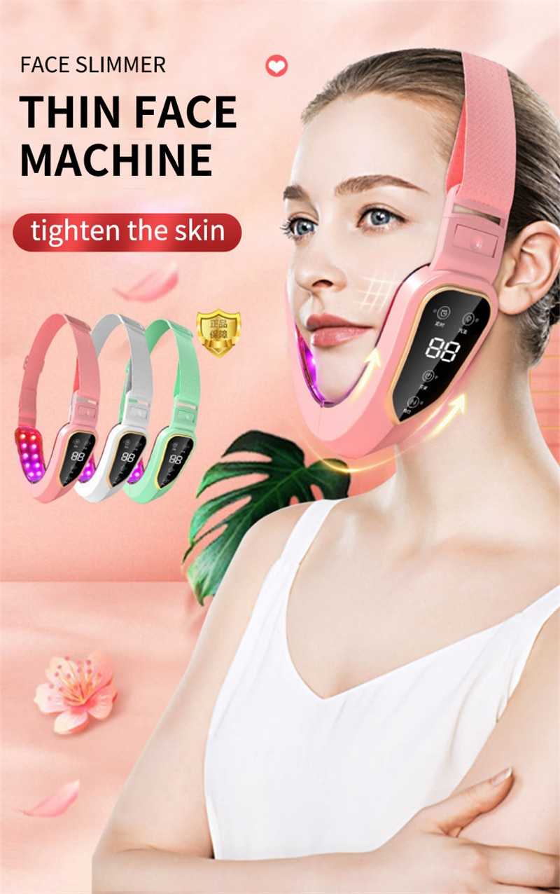 Facial Lifting Device LED Photon Therapy Facial Slimming Vibration Massager Double Chin V-shaped Cheek Lift Face