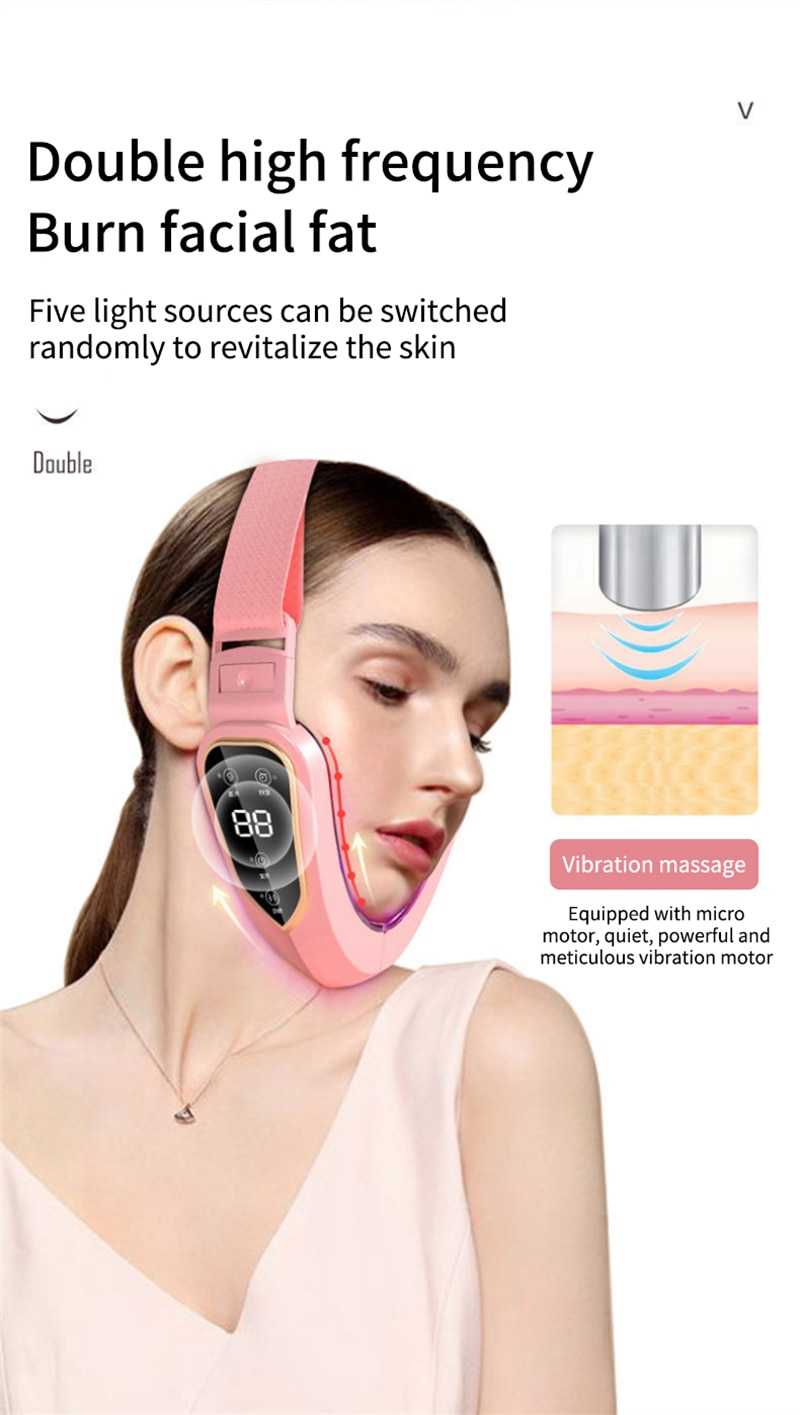 Facial Lifting Device LED Photon Therapy Facial Slimming Vibration Massager Double Chin V-shaped Cheek Lift Face