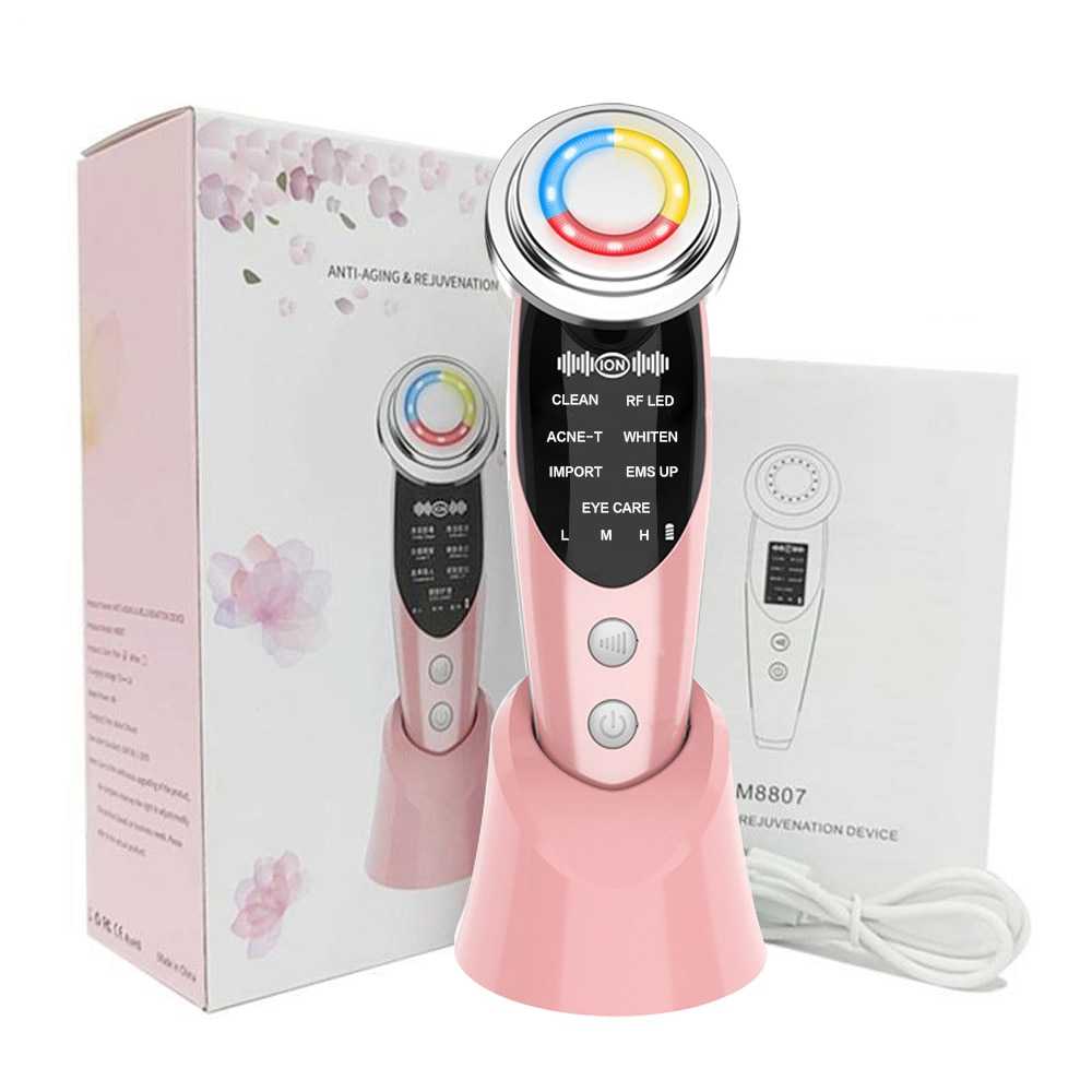 EMS Facial Massager LED Light Therapy Sonic Vibration Wrinkle Removal Skin Tightening Hot Cool Treatment Skin Care Beauty Device