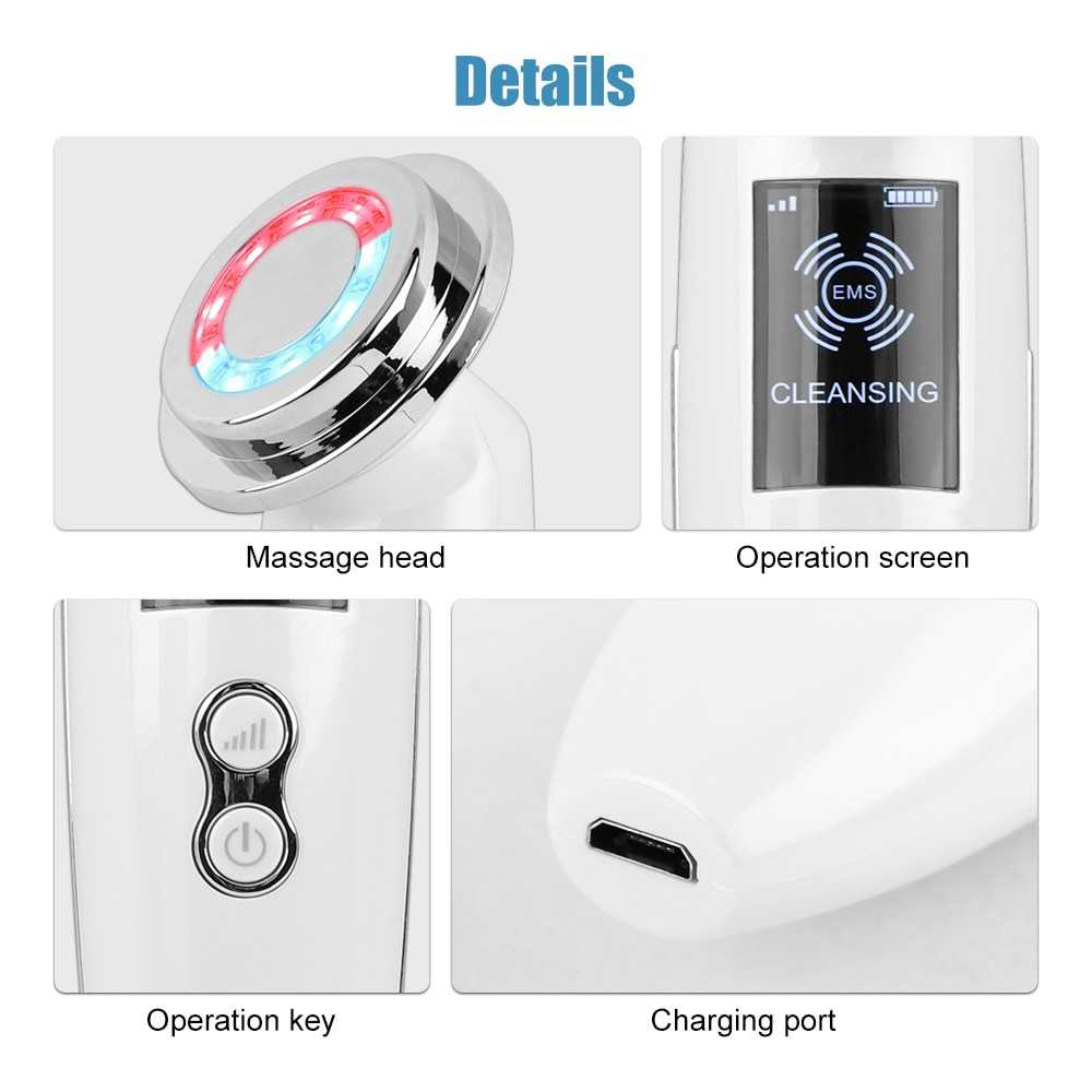 EMS Facial Massager LED Light Therapy Sonic Vibration Wrinkle Removal Skin Tightening Hot Cool Treatment Skin Care Beauty Device