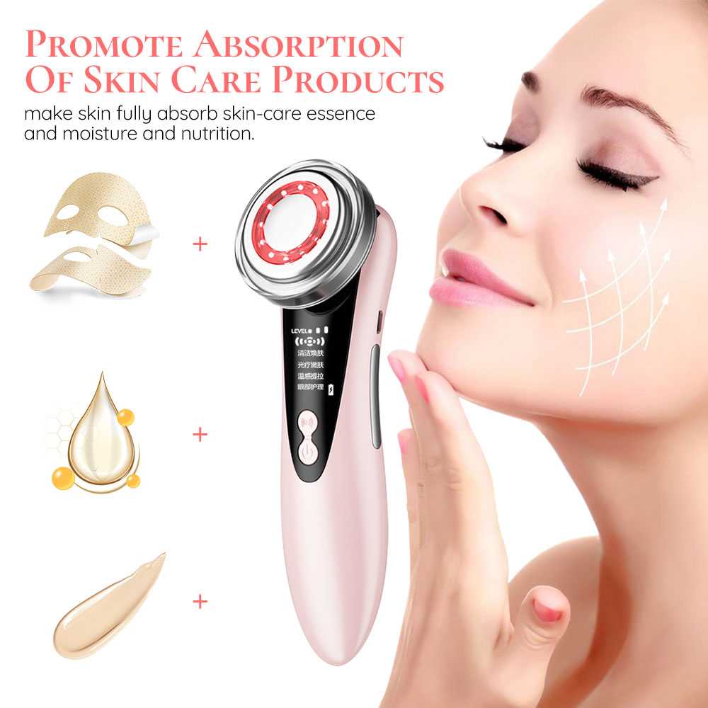 EMS Facial Massager LED Light Therapy Sonic Vibration Wrinkle Removal Skin Tightening Hot Cool Treatment Skin Care Beauty Device