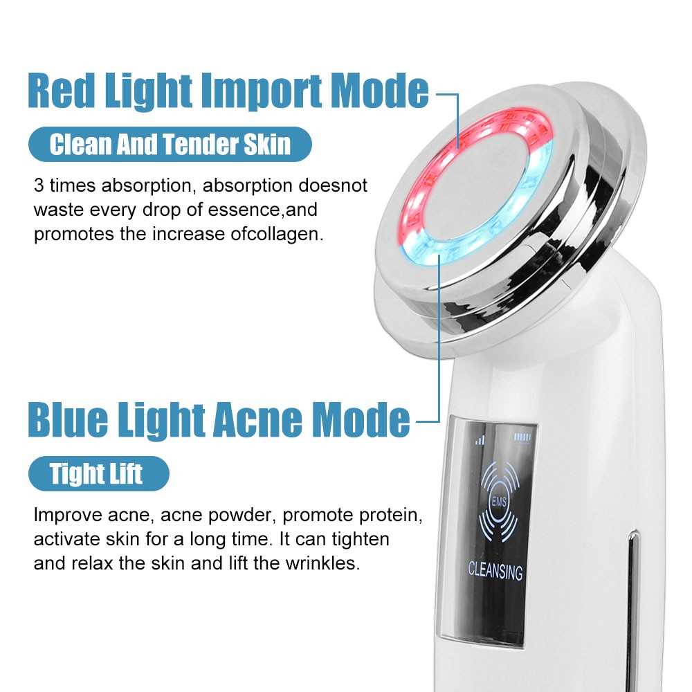 EMS Facial Massager LED Light Therapy Sonic Vibration Wrinkle Removal Skin Tightening Hot Cool Treatment Skin Care Beauty Device