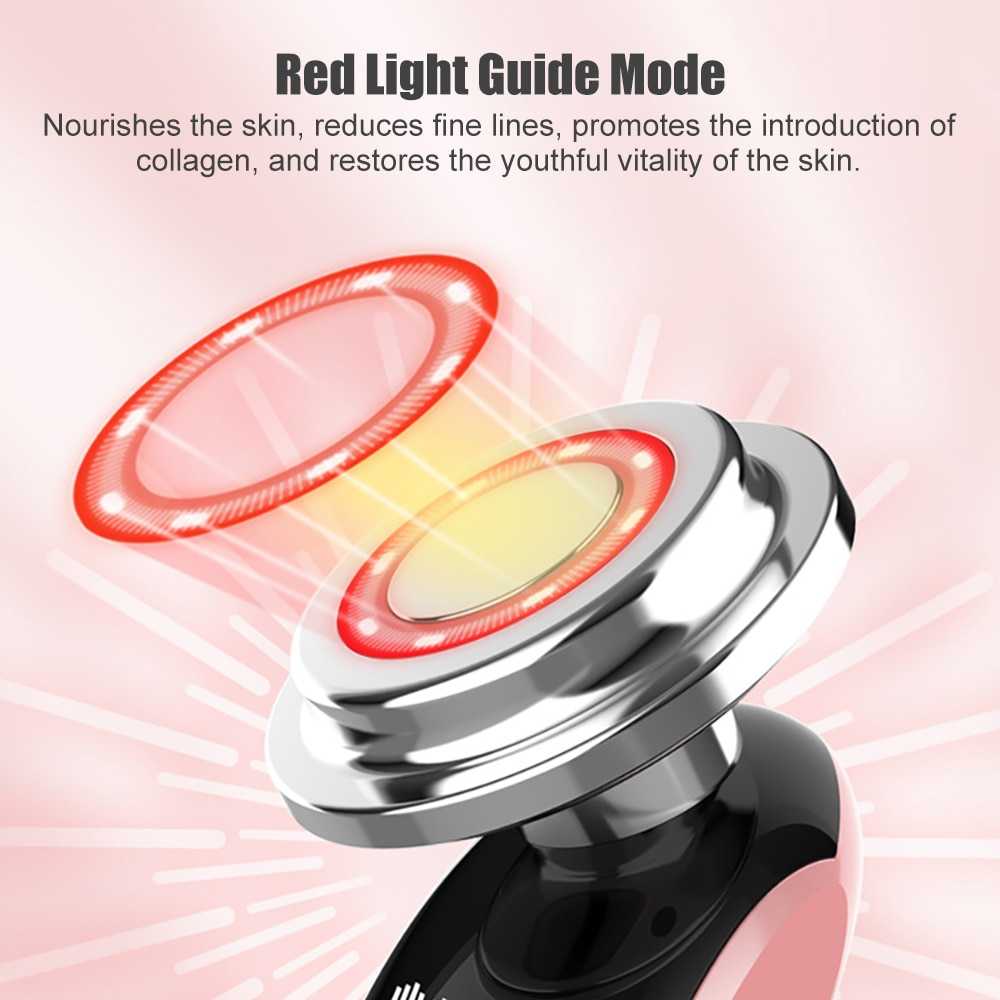 EMS Facial Massager LED Light Therapy Sonic Vibration Wrinkle Removal Skin Tightening Hot Cool Treatment Skin Care Beauty Device