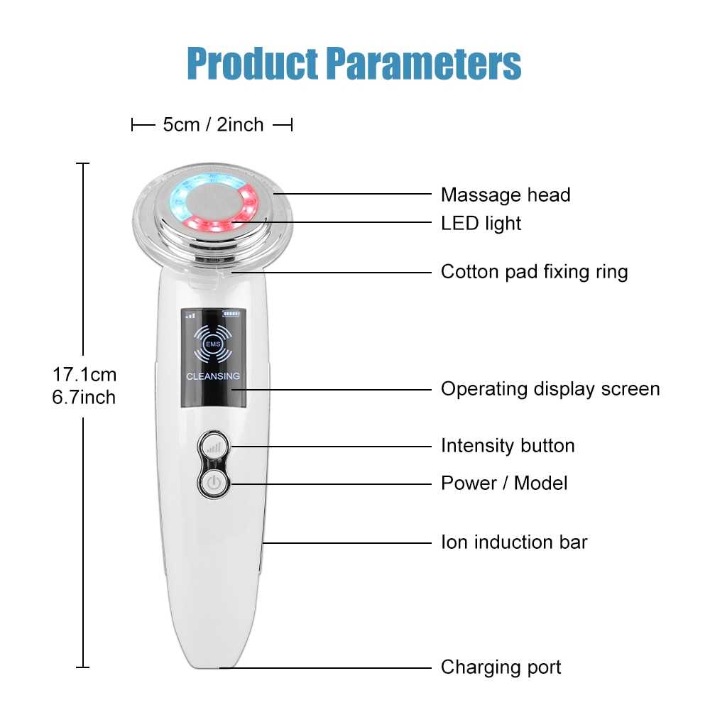 EMS Facial Massager LED Light Therapy Sonic Vibration Wrinkle Removal Skin Tightening Hot Cool Treatment Skin Care Beauty Device