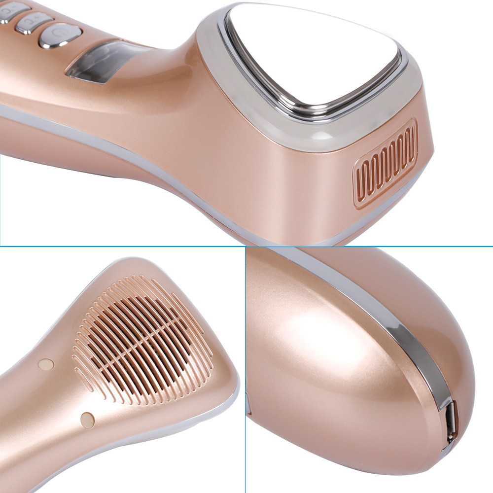 LED Hot Cold Face Skin Care Device Massager Hammer Ultrasonic Cryotherapy Facial Vibration Red Blue Light Ion Beauty Instrument